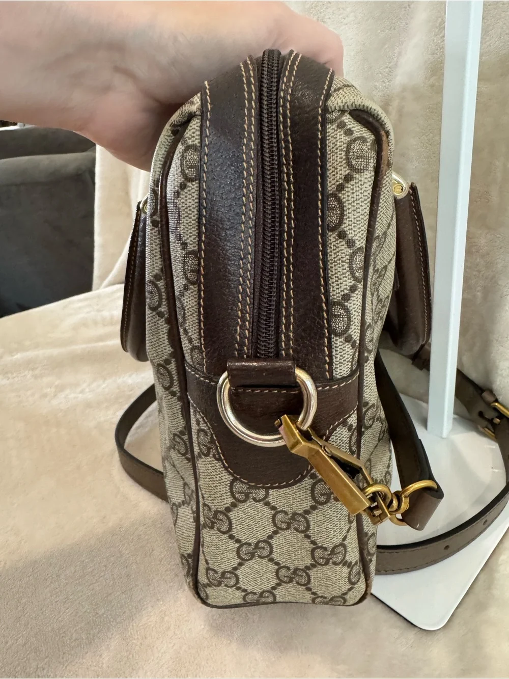 Vintage Gucci Boston Bag with Green & Red Web Stripe